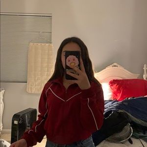 cropped burgundy jacket